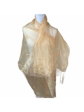Rachelle Sheer‎ Embroidered Indian Scarf/Shawl In Good Used Condition.